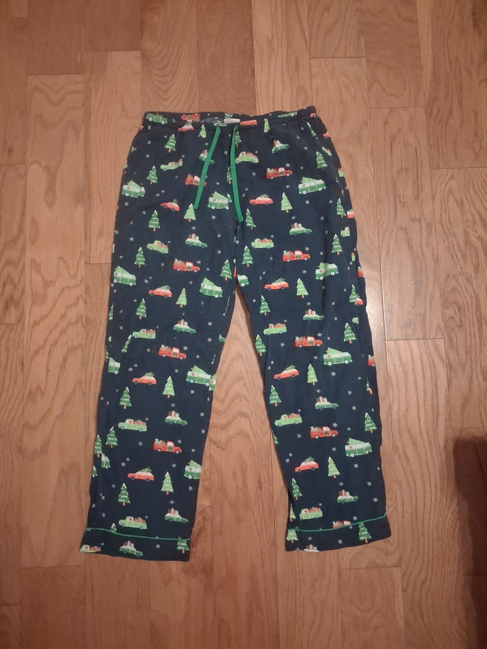 Target Navy Girls Holiday Truck Pajama Pants with Green Drawstring